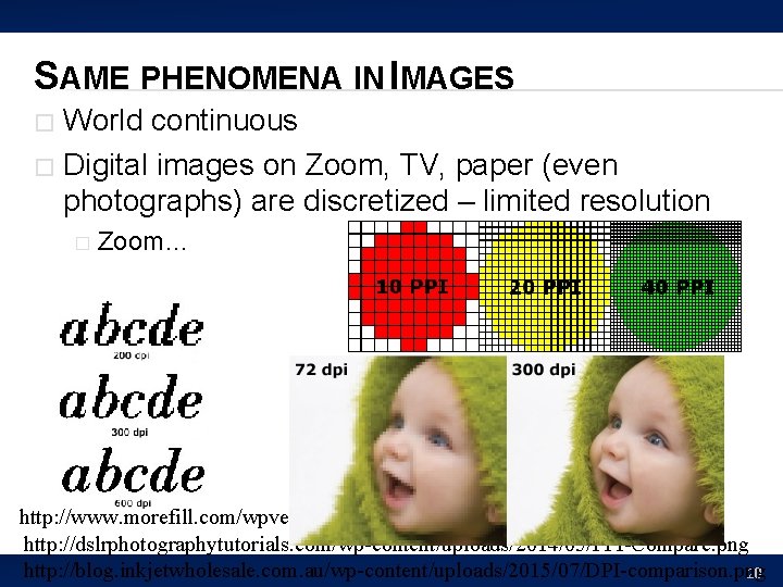 SAME PHENOMENA IN IMAGES World continuous � Digital images on Zoom, TV, paper (even