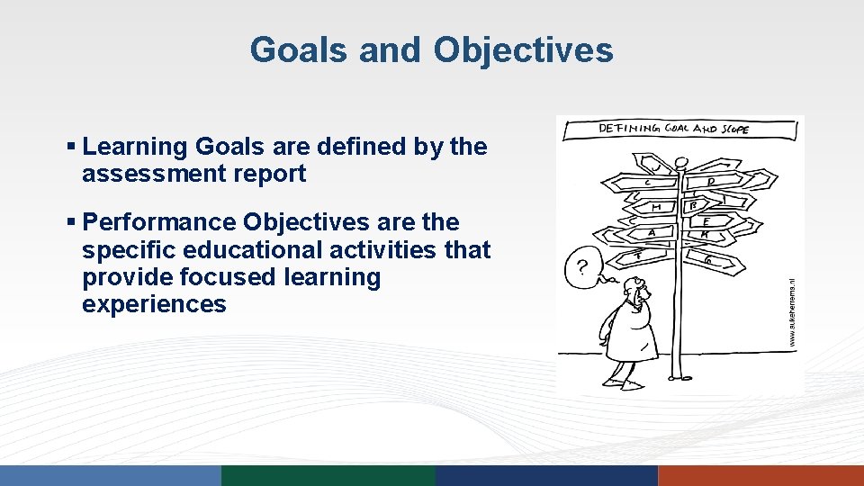 Goals and Objectives § Learning Goals are defined by the assessment report § Performance Goals and Objectives § Learning Goals are defined by the assessment report § Performance