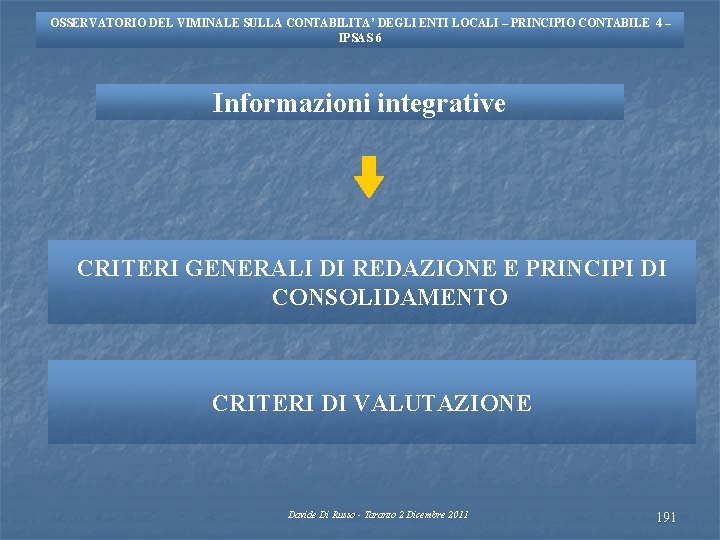 OSSERVATORIO DEL VIMINALE SULLA CONTABILITA’ DEGLI ENTI LOCALI – PRINCIPIO CONTABILE 4 – IPSAS