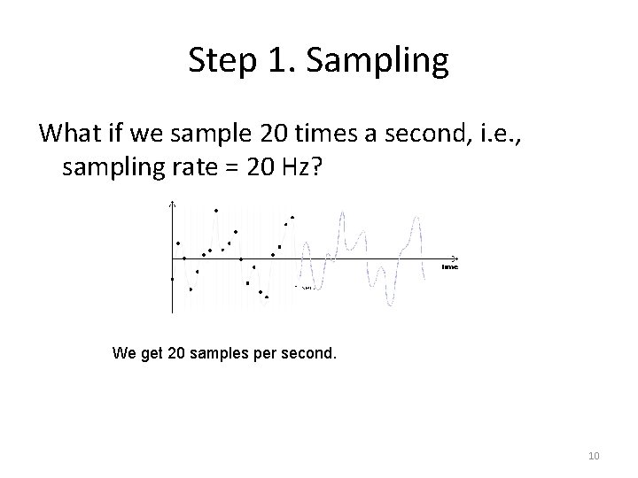 Step 1. Sampling What if we sample 20 times a second, i. e. ,