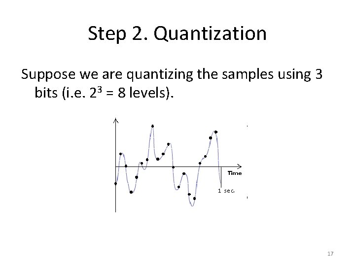 Step 2. Quantization Suppose we are quantizing the samples using 3 bits (i. e.