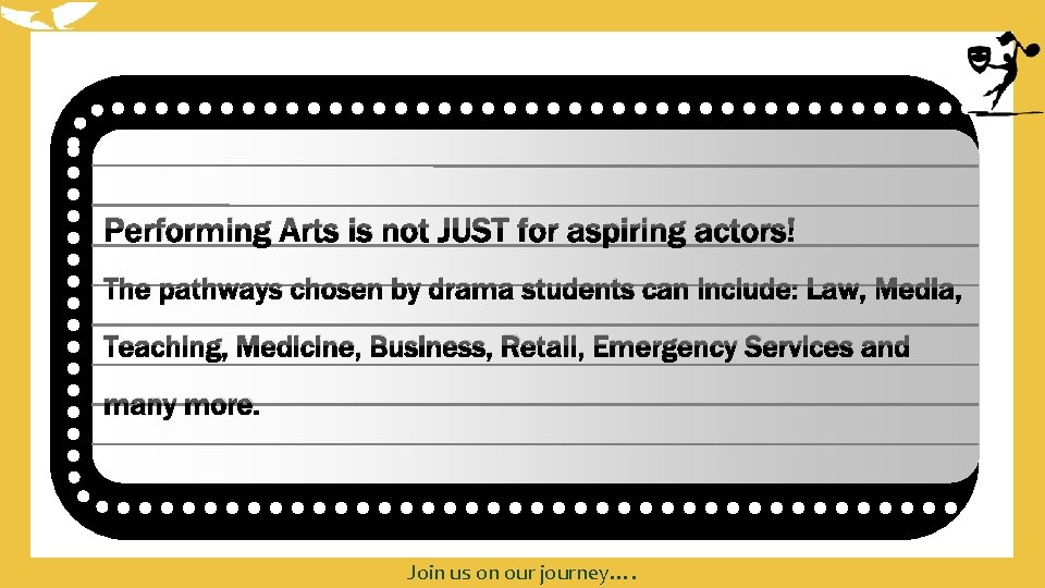Performing Arts is not JUST for aspiring actors! The pathways chosen by drama students