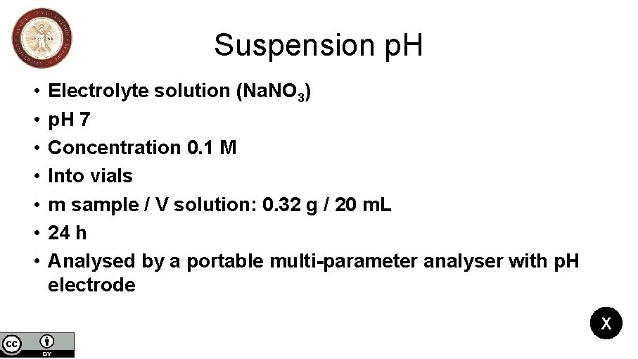 Suspension p. H • • Electrolyte solution (Na. NO 3) p. H 7 Concentration