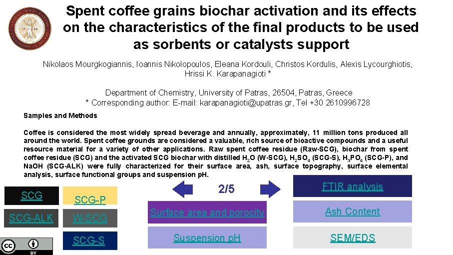 Spent coffee grains biochar activation and its effects on the characteristics of the final