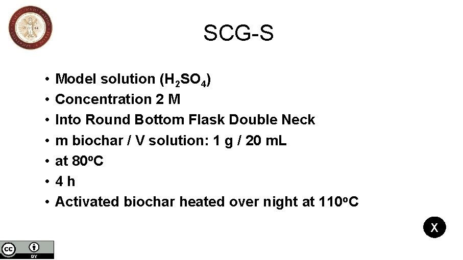SCG-S • • Model solution (H 2 SO 4) Concentration 2 M Into Round