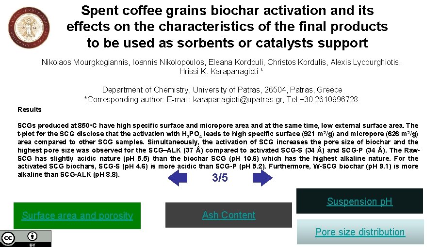 Spent coffee grains biochar activation and its effects on the characteristics of the final