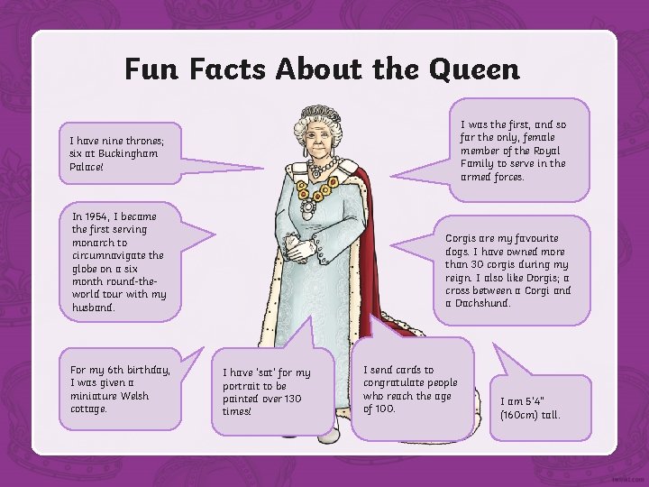 Fun Facts About the Queen I was the first, and so far the only,