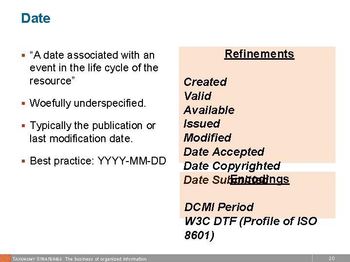 Date § “A date associated with an event in the life cycle of the