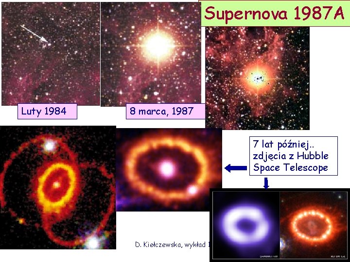 Supernova 1987 A Luty 1984 8 marca, 1987 7 lat później. . zdjęcia z
