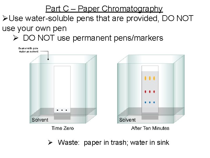 Part C – Paper Chromatography ØUse water-soluble pens that are provided, DO NOT use