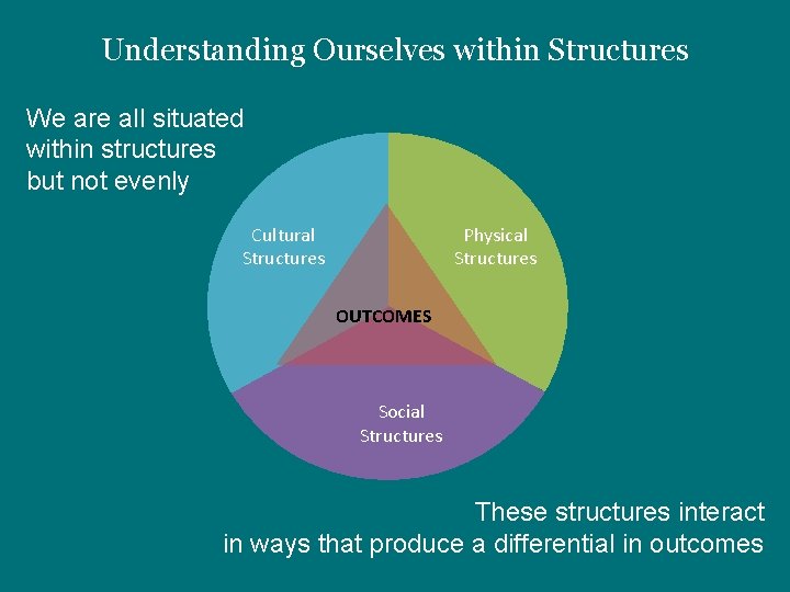 Understanding Ourselves within Structures We are all situated within structures but not evenly Cultural