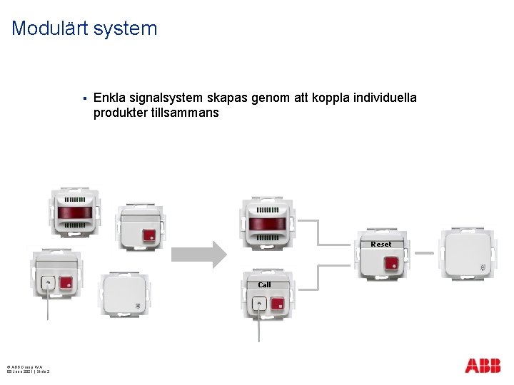 Modulärt system § Enkla signalsystem skapas genom att koppla individuella produkter tillsammans Reset Call