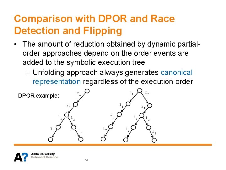 Comparison with DPOR and Race Detection and Flipping • The amount of reduction obtained