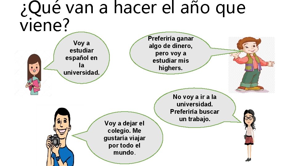 ¿Qué van a hacer el año que viene? Preferiría ganar algo de dinero, pero