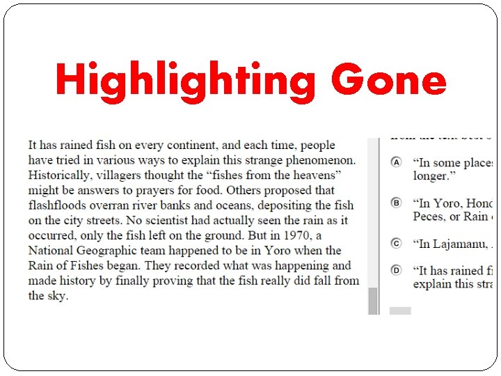 Highlighting Gone Highlighting Gone