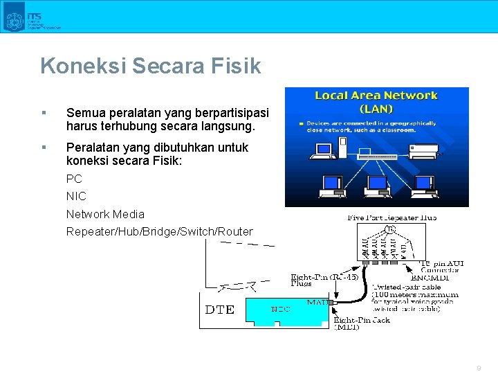 Koneksi Secara Fisik § Semua peralatan yang berpartisipasi harus terhubung secara langsung. § Peralatan