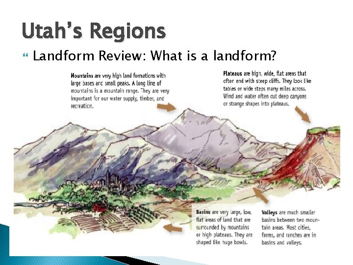 Utah’s Regions Landform Review: What is a landform? 