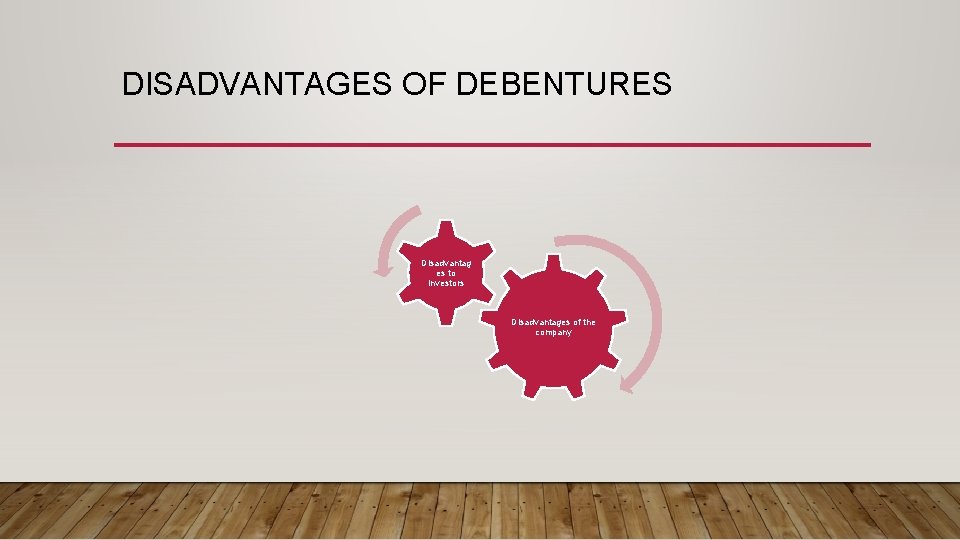 DISADVANTAGES OF DEBENTURES Disadvantag es to Investors Disadvantages of the company 