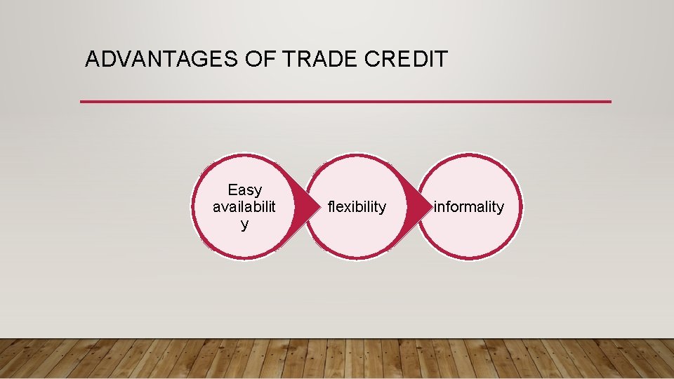 ADVANTAGES OF TRADE CREDIT Easy availabilit y flexibility informality 