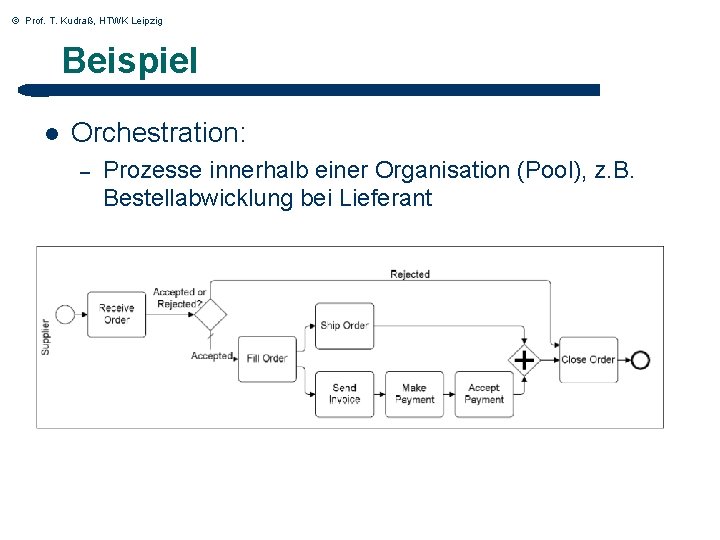 © Prof. T. Kudraß, HTWK Leipzig Beispiel l Orchestration: – Prozesse innerhalb einer Organisation