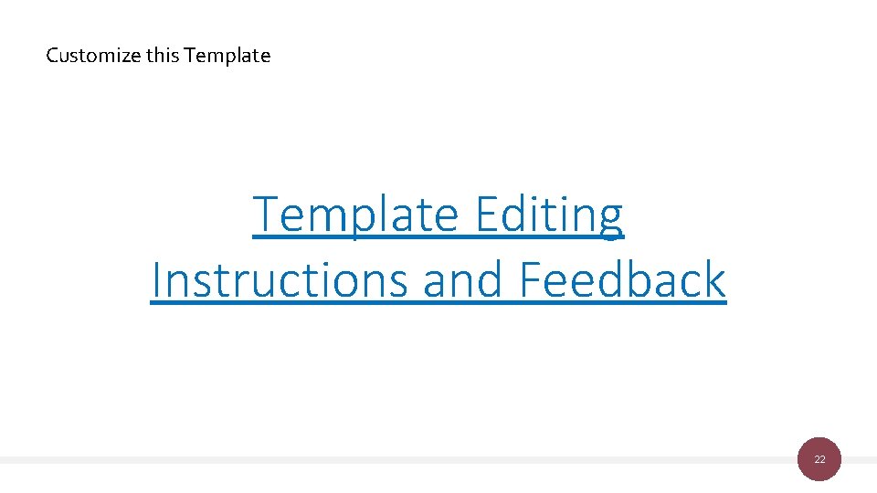 Customize this Template Editing Instructions and Feedback 22 