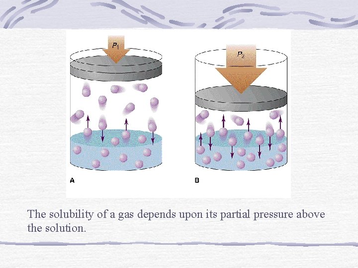 The solubility of a gas depends upon its partial pressure above the solution. 