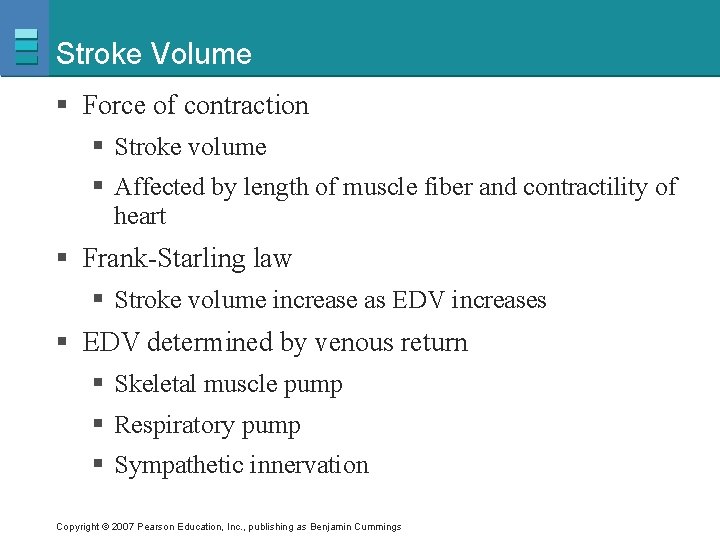 Stroke Volume § Force of contraction § Stroke volume § Affected by length of