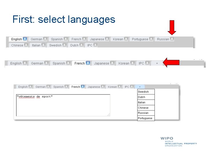 First: select languages 