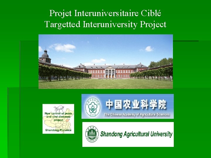 Projet Interuniversitaire Ciblé Targetted Interuniversity Project 