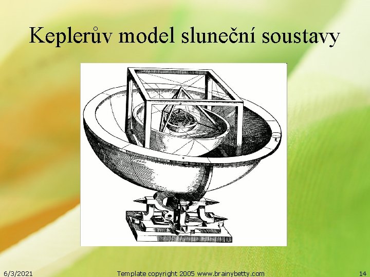 Keplerův model sluneční soustavy 6/3/2021 Template copyright 2005 www. brainybetty. com 14 