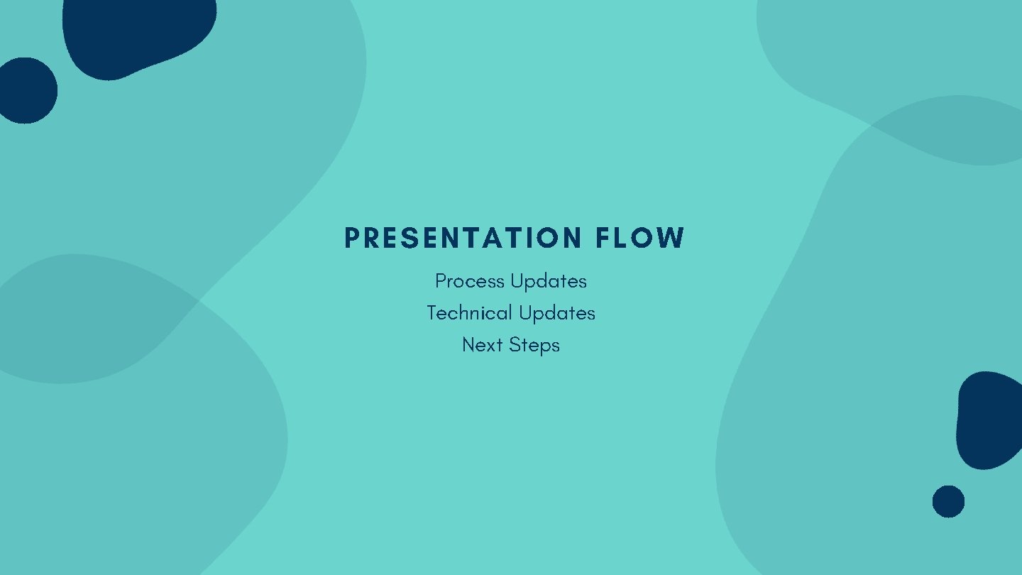 PRESENTATION FLOW Process Updates Technical Updates Next Steps 