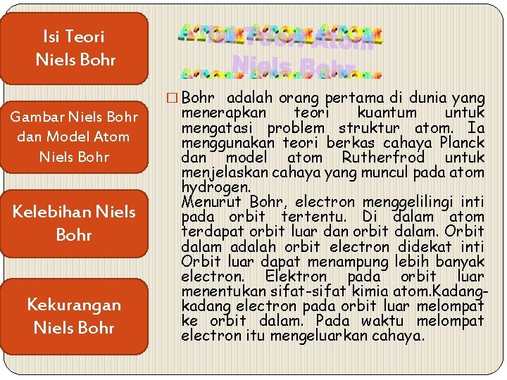 Isi Teori Niels Bohr � Bohr adalah orang pertama di dunia yang Gambar Niels