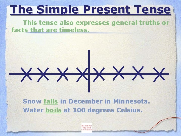 The Simple Present Tense This tense also expresses general truths or facts that are