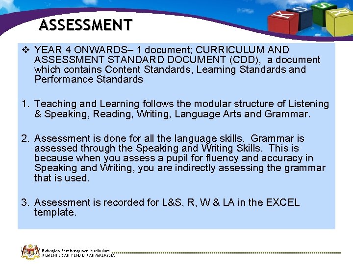 ASSESSMENT v YEAR 4 ONWARDS– 1 document; CURRICULUM AND ASSESSMENT STANDARD DOCUMENT (CDD), a ASSESSMENT v YEAR 4 ONWARDS– 1 document; CURRICULUM AND ASSESSMENT STANDARD DOCUMENT (CDD), a