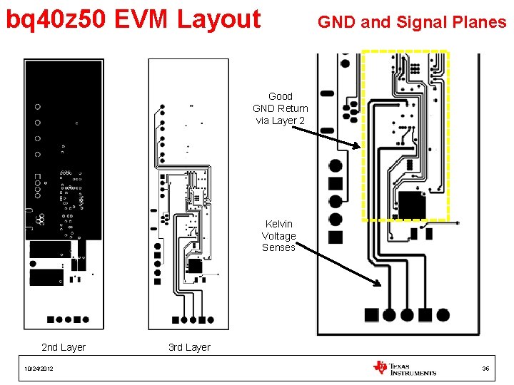 bq 40 z 50 EVM Layout GND and Signal Planes Good GND Return via