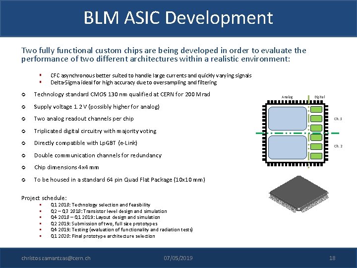 BLM ASIC Development Two fully functional custom chips are being developed in order to