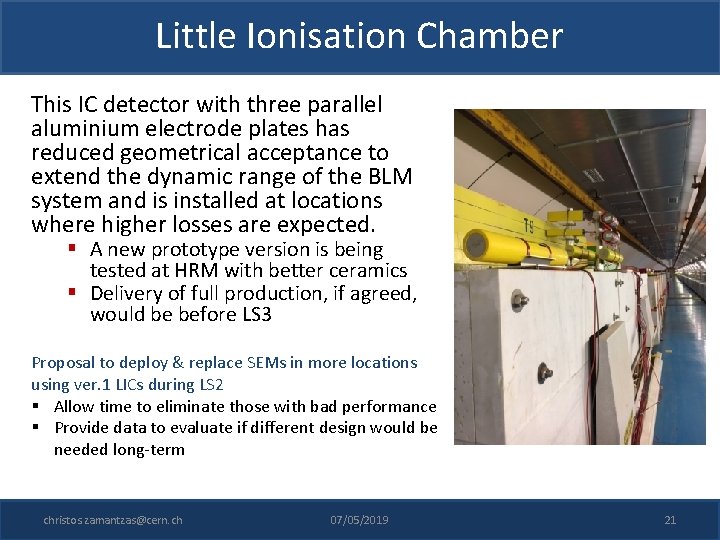 Little Ionisation Chamber This IC detector with three parallel aluminium electrode plates has reduced