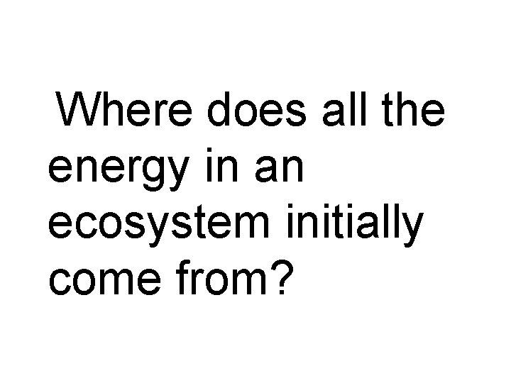 Where does all the energy in an ecosystem initially come from? 