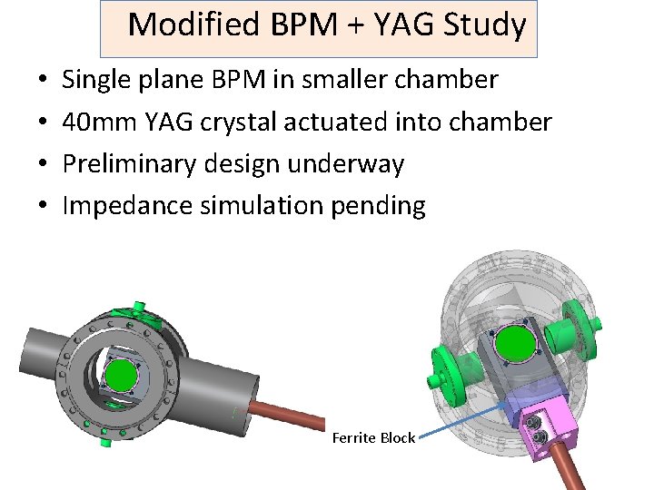 Modified BPM + YAG Study • • Single plane BPM in smaller chamber 40