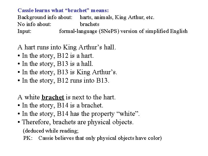 Cassie learns what “brachet” means: Background info about: harts, animals, King Arthur, etc. No