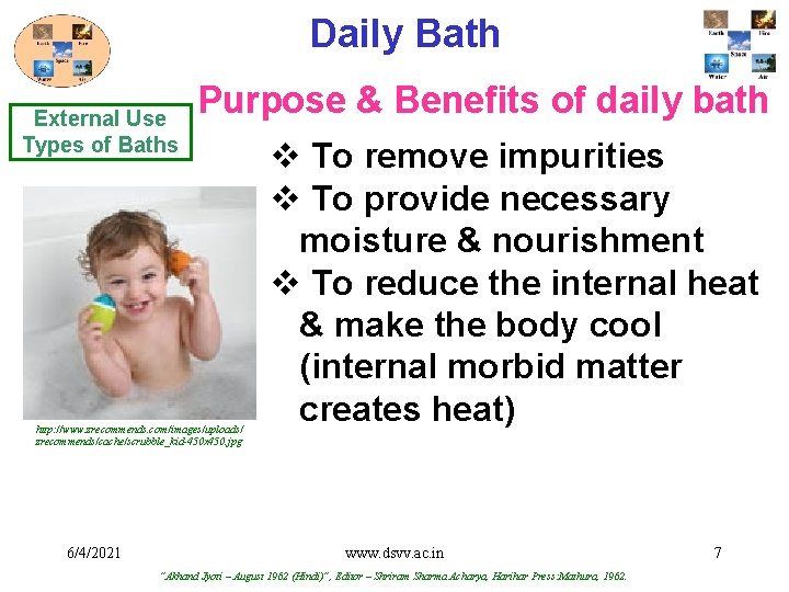 Daily Bath External Use Types of Baths Purpose & Benefits of daily bath v