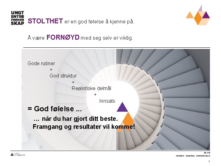 STOLTHET er en god følelse å kjenne på. Å være FORNØYD med seg selv