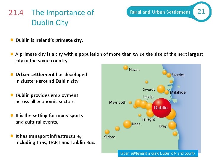 21. 4 The Importance of Dublin City Rural and Urban Settlement 21 Dublin is