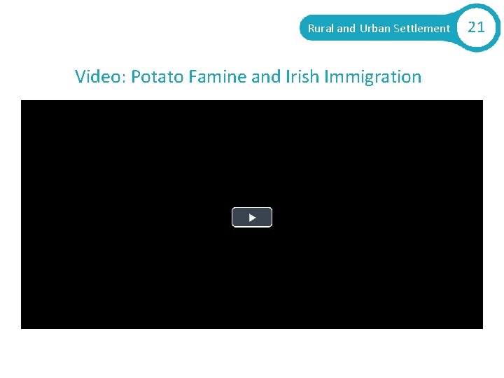 Rural and Urban Settlement Video: Potato Famine and Irish Immigration 21 