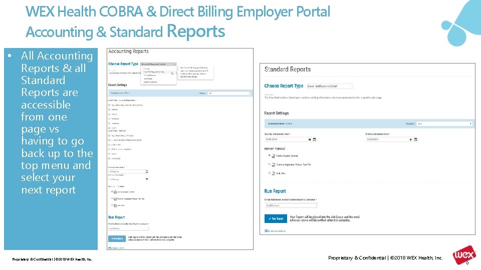 WEX Health COBRA & Direct Billing Employer Portal Accounting & Standard Reports • All