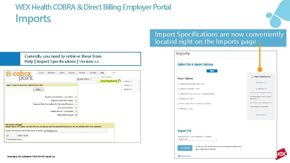 WEX Health COBRA & Direct Billing Employer Portal Imports Import Specifications are now conveniently