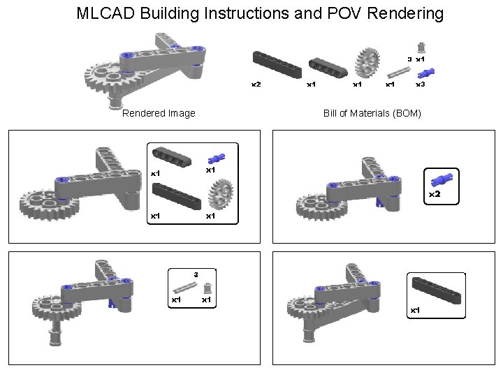 MLCAD Building Instructions and POV Rendering Rendered Image Bill of Materials (BOM) 