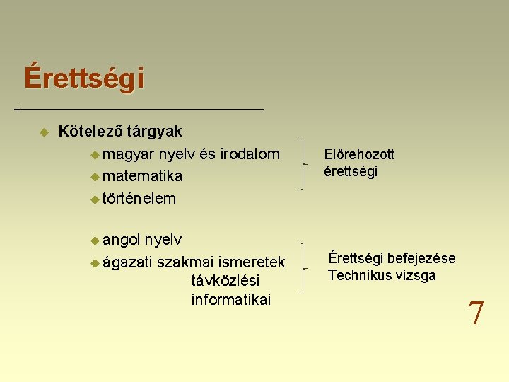 Érettségi u Kötelező tárgyak u magyar nyelv és irodalom u matematika u történelem nyelv