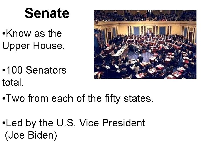 Senate • Know as the Upper House. • 100 Senators total. • Two from