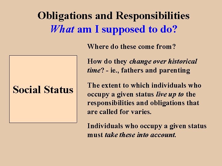 Obligations and Responsibilities What am I supposed to do? Where do these come from?